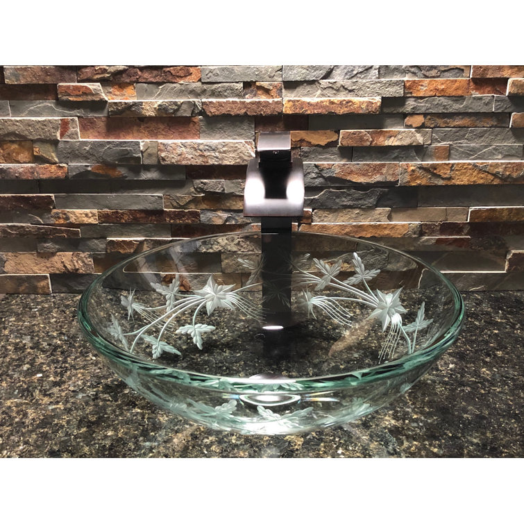 Elegant Glass Engraving Studio 16.5'' Clear Glass Circular Vessel